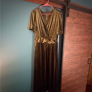 Elegant Olive Green Velvet Dress